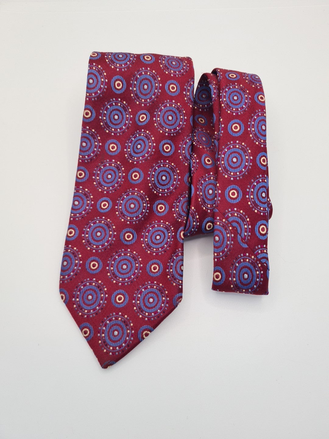 Charles Tyrwhitt Maroon Circle Retro Mens Silk Tie Classic Designer Necktie Vintage Mens Tie UK BX13