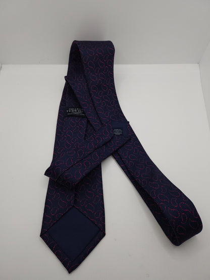 Charles Tyrwhitt Silk Tie Mens Navy Blue Red Droplet Paisley Y2k Neck Tie BX13