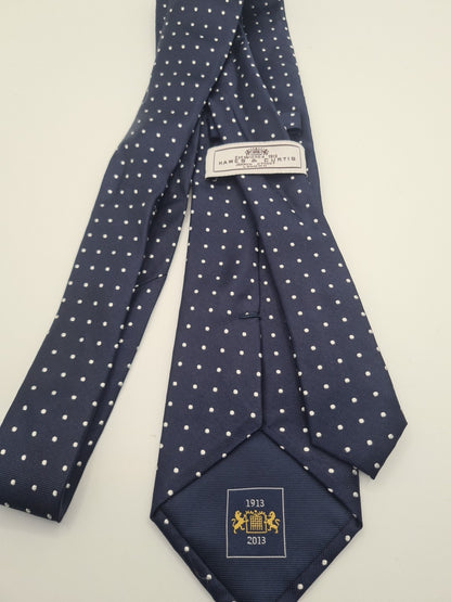 Hawes & Curtis Blue Spotted Mens Silk Tie Classic Designer Necktie Formal Spotted Vintage Mens Tie UK BX8