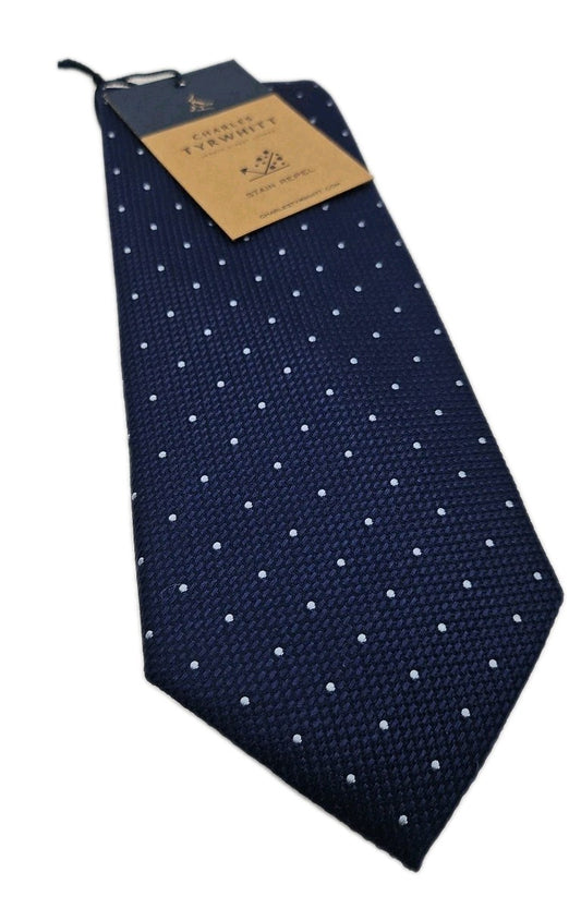 Charles Tyrwhitt Blue Spotty NWT Mens Silk Tie Wedding Formal Neck Tie BX17