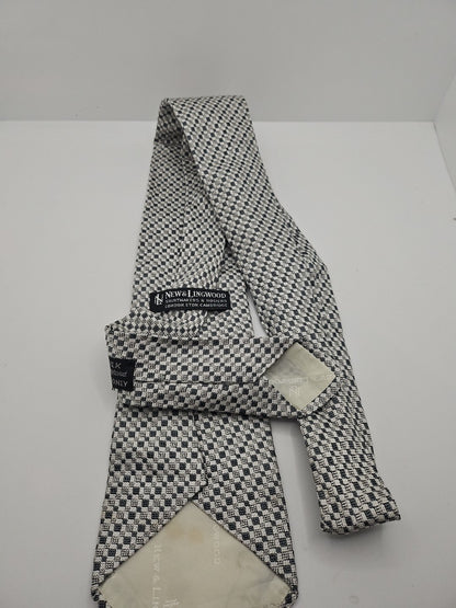 New & Lingwood Grey Geometric Woven Mens Silk Tie Wedding Formal Neck Tie BX18