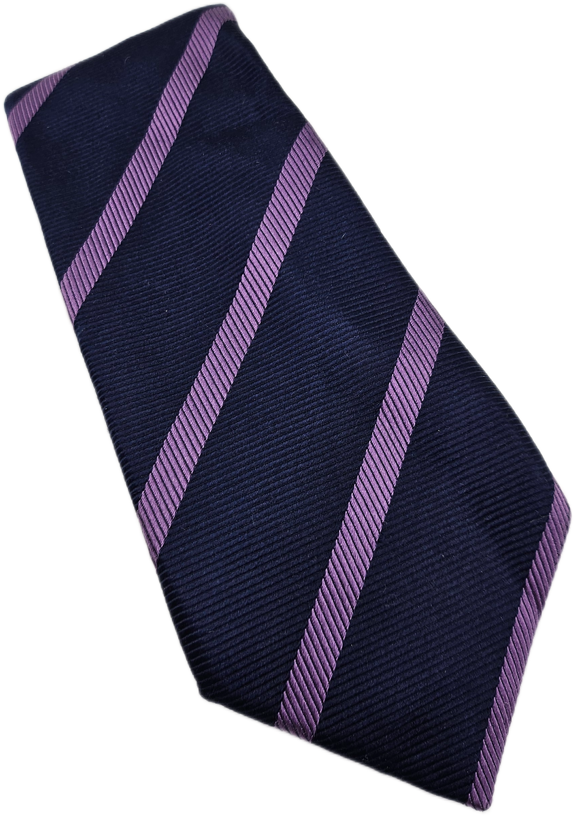 T.M. Lewin Silk Tie Mens Navy Purple Striped Designer Business Vtg Neck Tie BX23