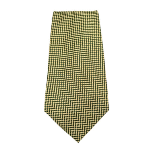 Green / Gold Diamond Pattern Formal Silk Tie | Designer Mens Tie UK Vintage Mens Tie UK BX14