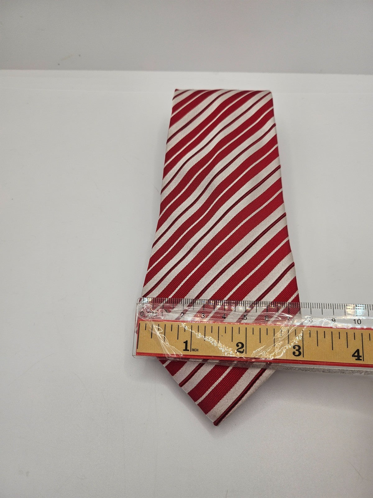 Edsor Kronen Red Silver Striped Silk Tie