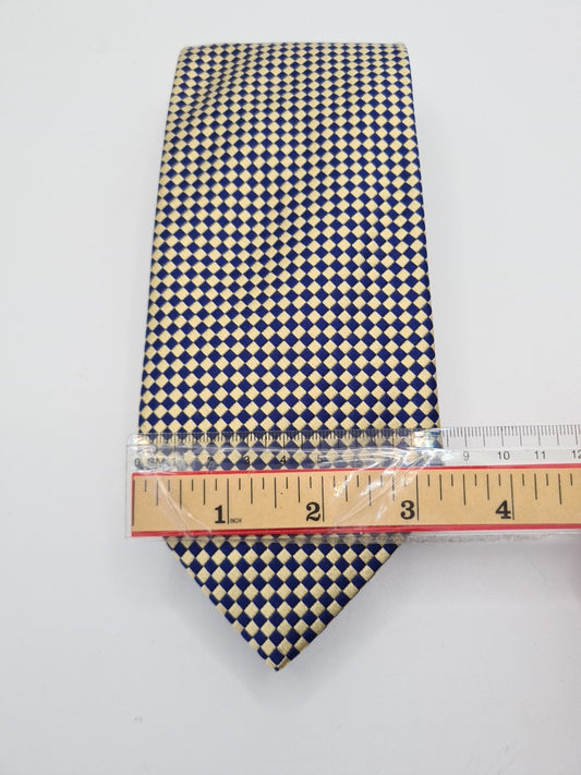 Charles Tyrwhitt Blue Yellow Diamond Mens Silk Tie Classic Designer Necktie Vintage Mens Tie UK BX13