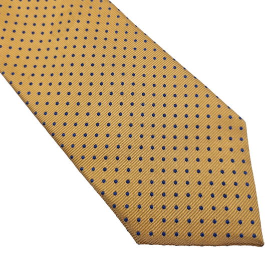 Van Buck Mens Silk Tie Yellow Spotted Pattern Vtg Retro Wedding Neck Tie R9