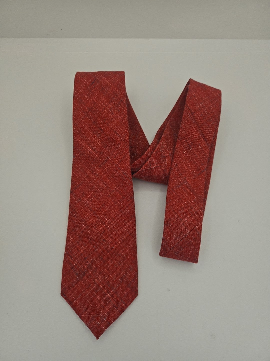 T.M Lewin Red Wool Mix Mens Silk Tie Wedding Formal Neck Tie BX2