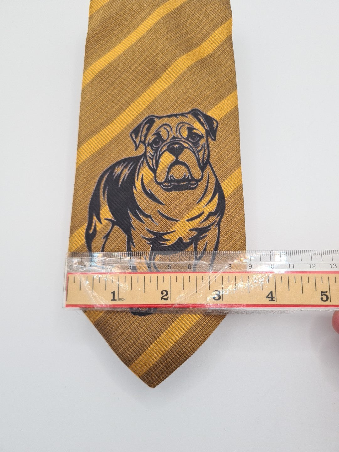 Brown Bulldog Stripe Tie | Reworked Vintage Mens Tie UK | Statement Novelty Striped Vintage Mens Tie UK BX13