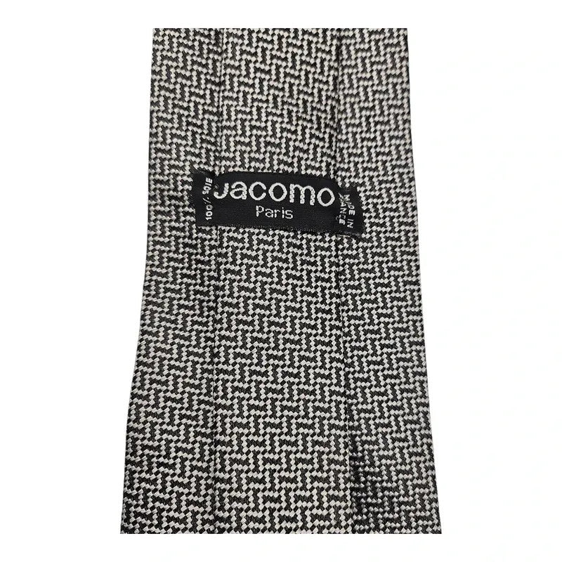 Jacomo Paris Black & Grey Herringbone Silk Tie