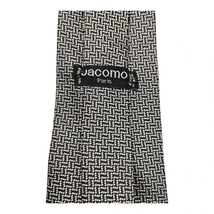 Jacomo Paris Black & Grey Herringbone Silk Tie