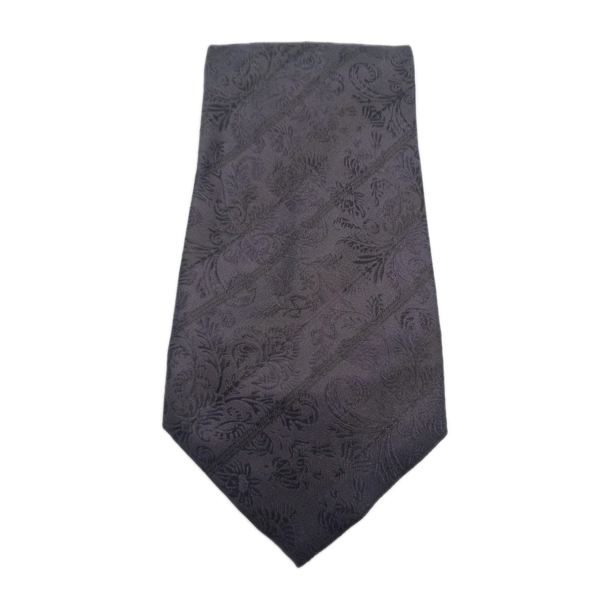 Italian Black Floral Embroidered Mens Silk Tie Classic Designer Necktie Vintage Mens Tie UK BX12