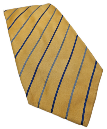 Thomas Pink Yellow Navy Blue Striped Silk Tie