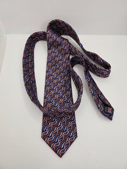 Van Buck Mens Silk Tie Bright Retro Pattern Vtg Wedding Neck Tie R1