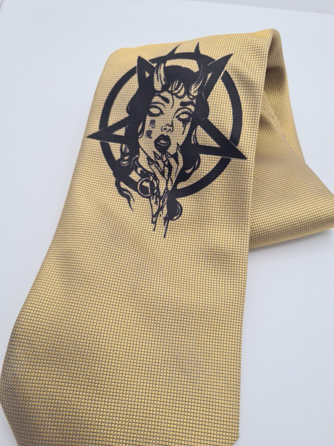 Gold Devil Tie | Reworked Vintage Mens Tie UK | Statement Novelty BX11