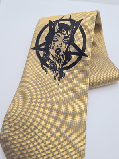 Gold Devil Tie | Reworked Vintage Mens Tie UK | Statement Novelty BX11