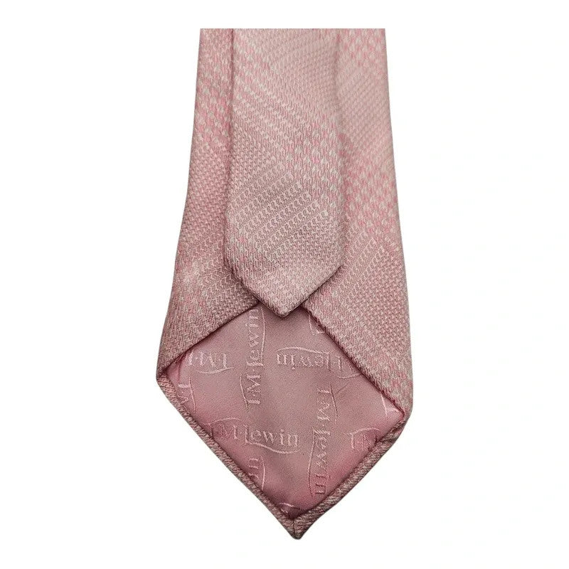 TM Lewin Pale Pink & White Wedding formal Neck tie  Check Silk Tie