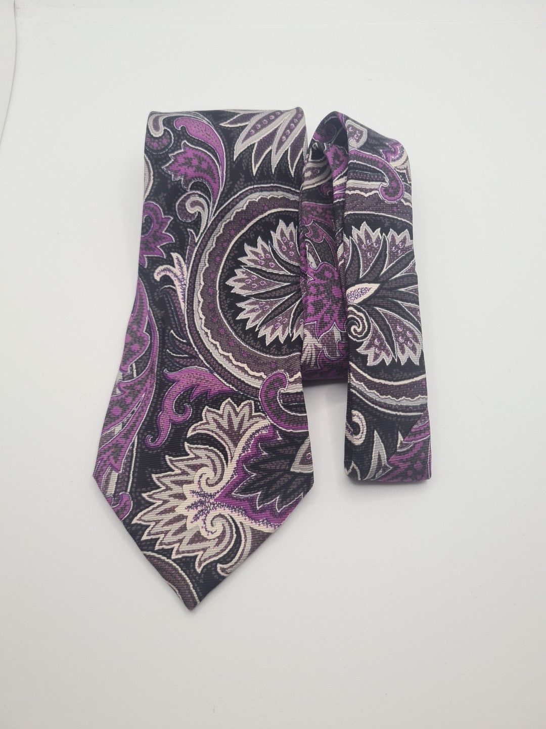 Etro Purple Jacquard paisley Mens Silk Tie Classic Designer Necktie Formal Paisley Vintage Mens Tie UK BX9
