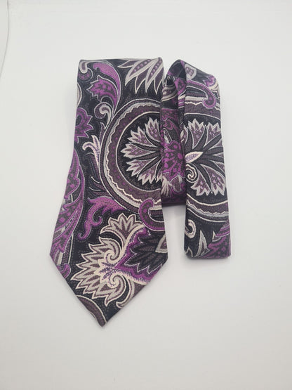 Etro Purple Jacquard paisley Mens Silk Tie Classic Designer Necktie Formal Paisley Vintage Mens Tie UK BX9