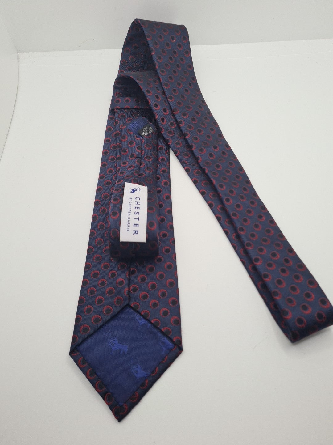 Chester Barrie Blue Circle Pattern Mens Silk Tie Classic Designer Necktie Vintage Mens Tie UK BX12