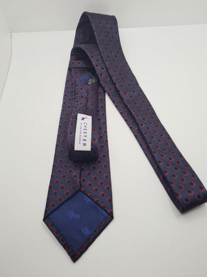Chester Barrie Blue Circle Pattern Mens Silk Tie Classic Designer Necktie Vintage Mens Tie UK BX12