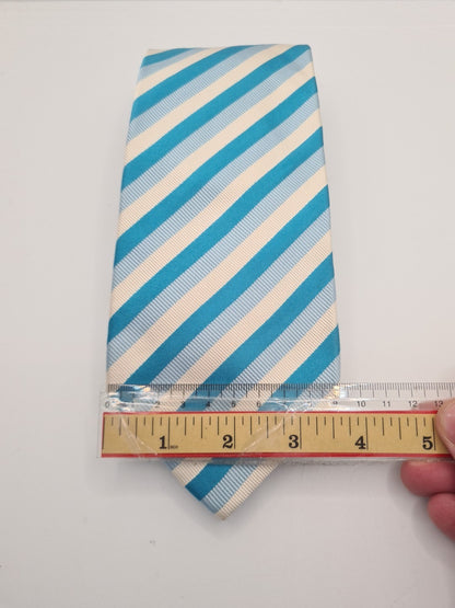 Charles Tyrwhitt Green White Stripe Mens Silk Tie Classic Designer Necktie Striped Vintage Mens Tie UK BX11