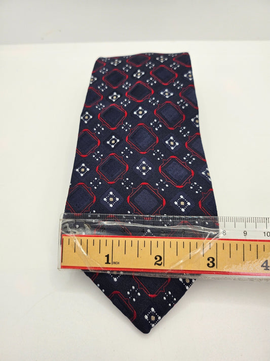 Tootal Polyester Tie Mens Navy Red Geometric Designer Vintage Retro Necktie BX25