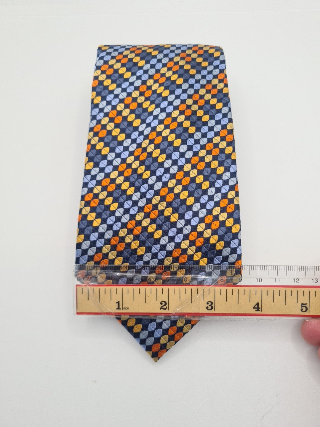 Saville Row Geometric pattern Blue Mens Silk Tie Classic Designer Necktie Geometric Vintage Mens Tie UK BX8