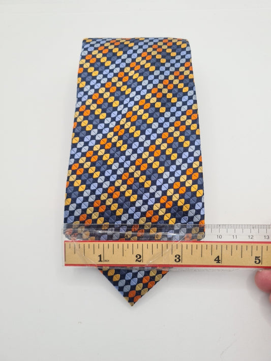 Saville Row Geometric pattern Blue Mens Silk Tie Classic Designer Necktie Geometric Vintage Mens Tie UK BX8