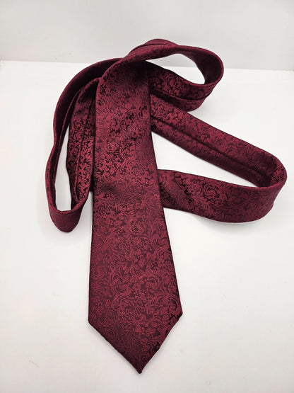 Moss 1851 Silk Tie Mens Burgundy Red Paisley Woven Jacquard Vintage Neck Tie BX1