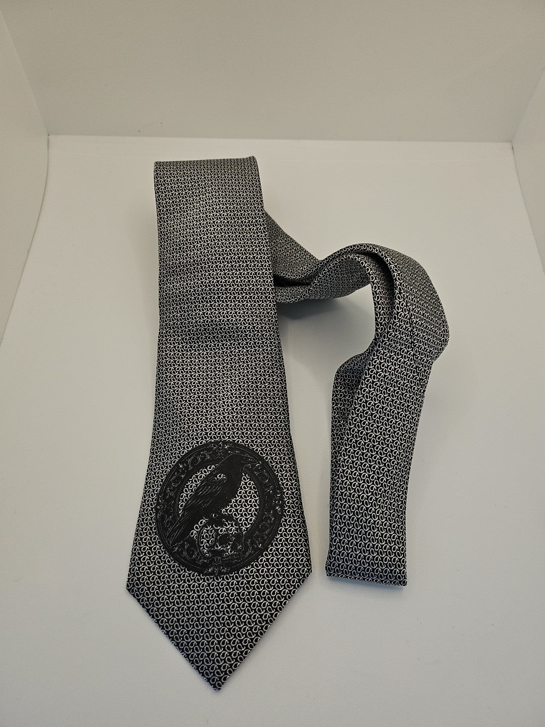 Black Crow / skull Tie | Reworked Vintage Mens Tie UK | Statement Novelty BX13