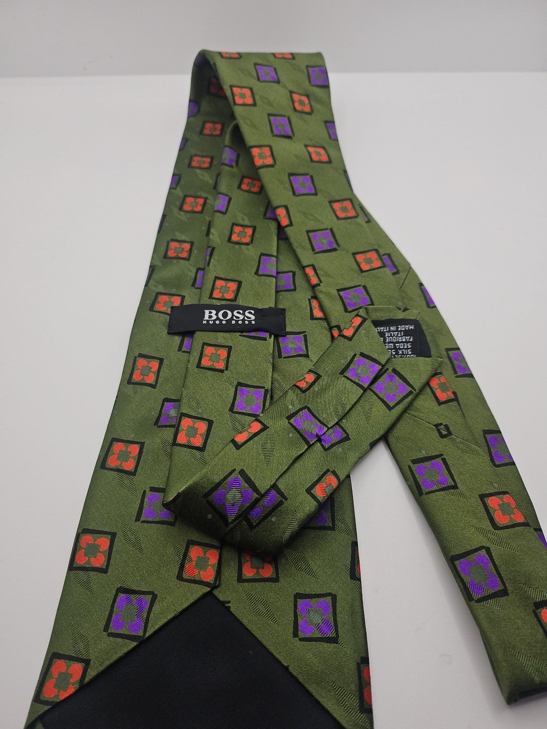Hugo Boss Retro Green Geometric Mens Silk Tie Wedding Formal Neck Tie BX15