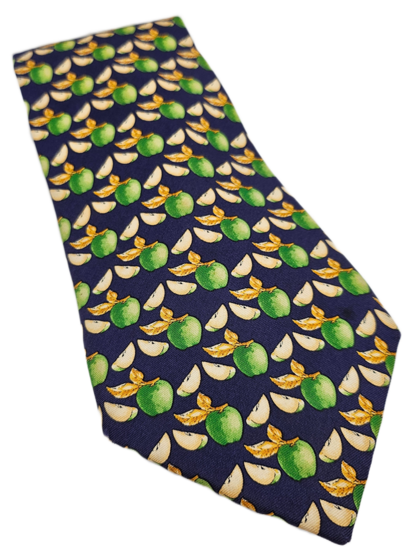 Thomas Pink Blue Green Leaves Acorns Silk Tie