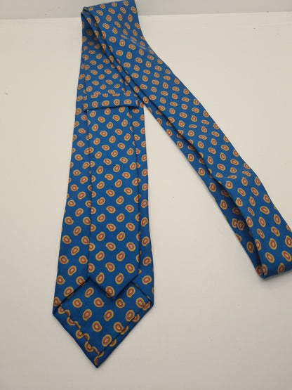 Vintage Italian Blue Pattern Mens Silk Tie Classic Designer Necktie Formal Vintage Mens Tie UK BX6