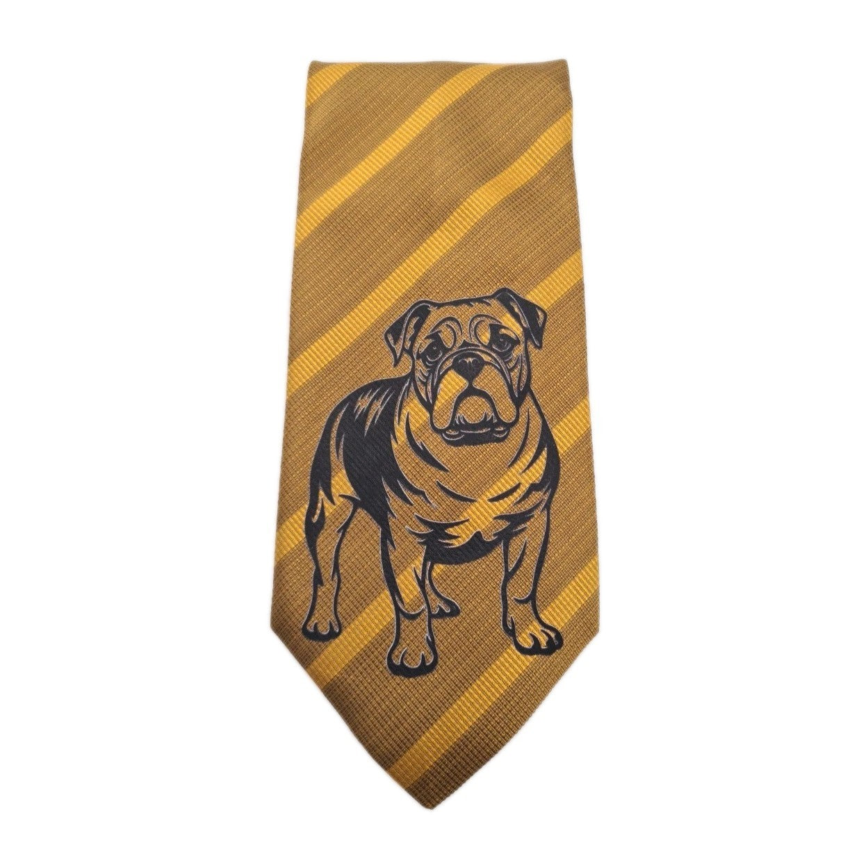 Brown Bulldog Stripe Tie | Reworked Vintage Mens Tie UK | Statement Novelty Striped Vintage Mens Tie UK BX13