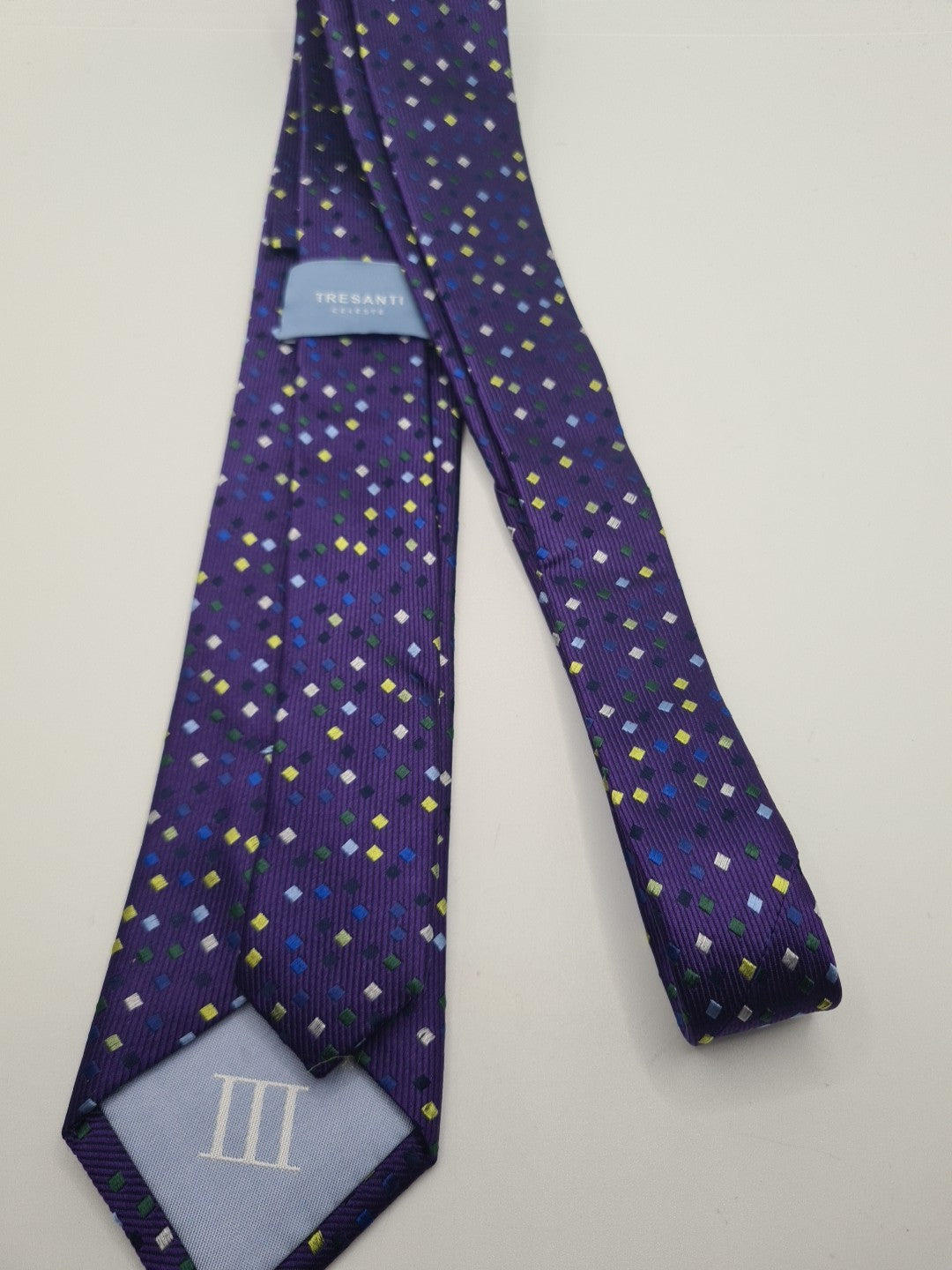 Tresanti Purple Diamon pattern Mens Silk Tie Classic Designer Necktie Vintage Mens Tie UK BX11