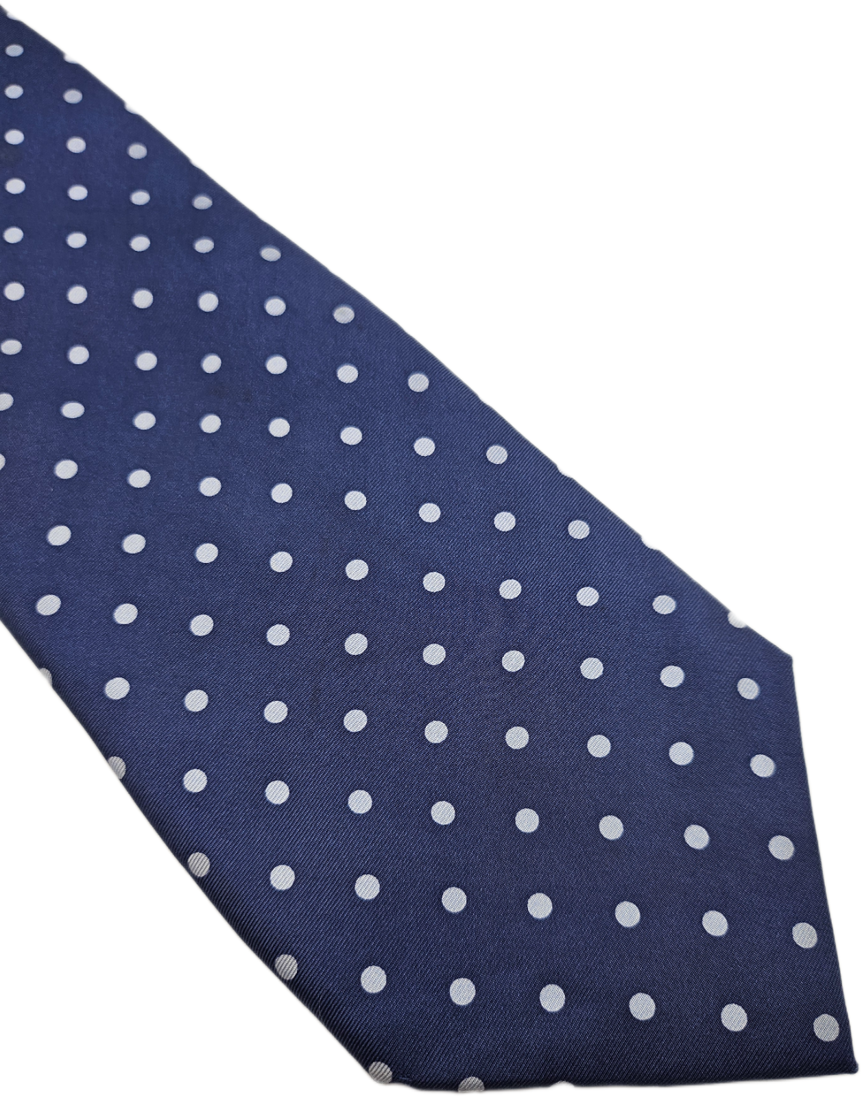 T.M. Lewin Silk Tie Mens Navy Blue Grey Polka Dot Business Vintage Neck Tie BX26
