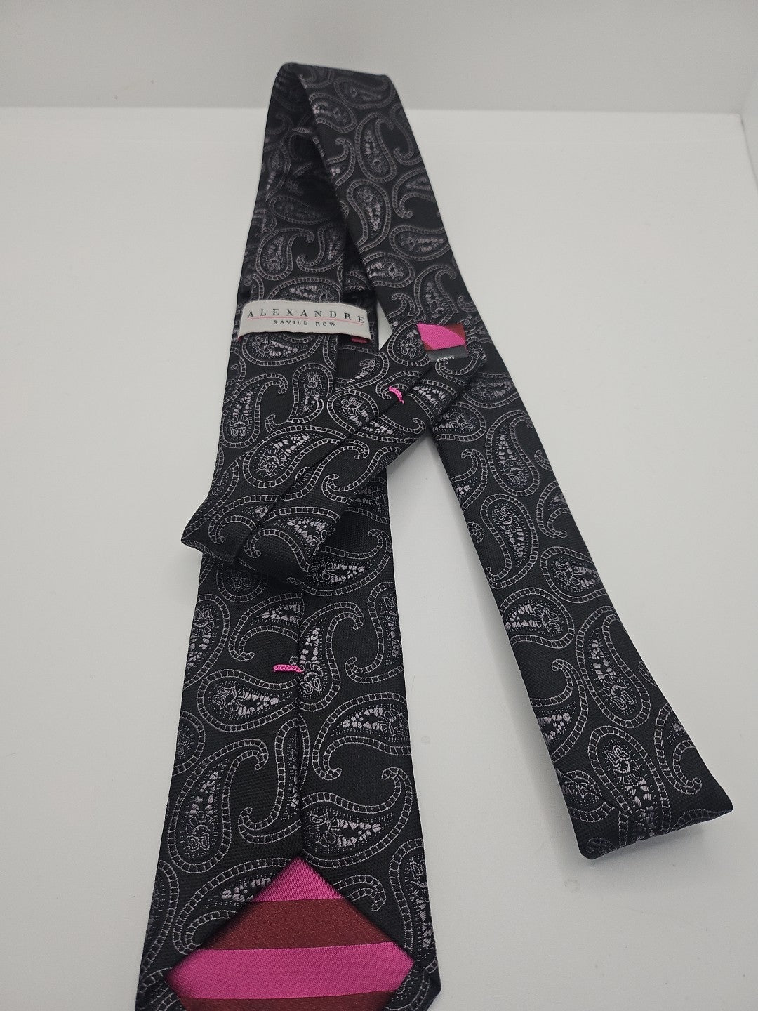 Saville Row Black / Grey paisley Thin Mens Silk Tie Wedding Formal Neck Tie BX16