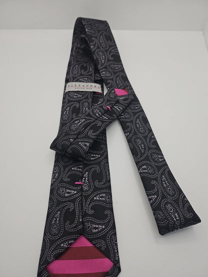 Saville Row Black / Grey paisley Thin Mens Silk Tie Wedding Formal Neck Tie BX16