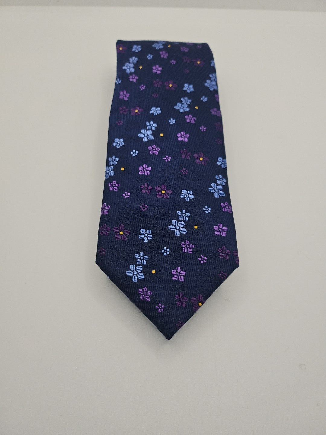 Baumler Blue Flower Pattern Mens Silk Tie Wedding Formal Neck Tie BX15