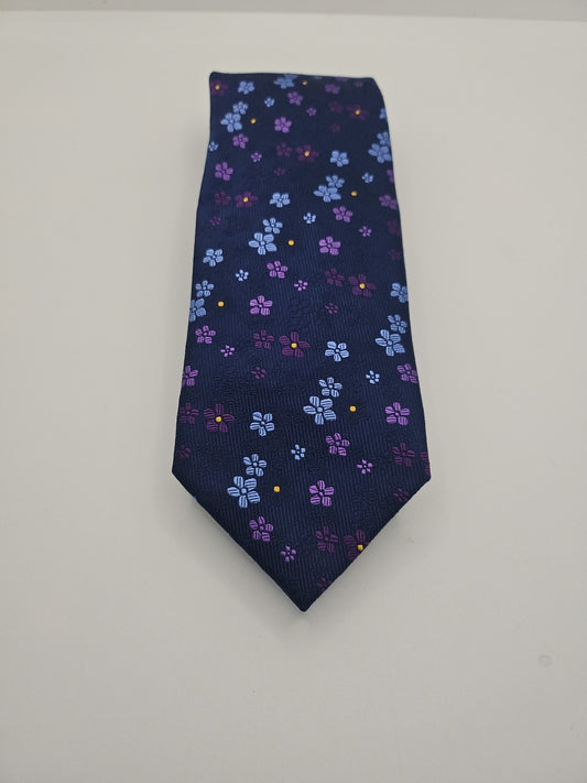 Baumler Blue Flower Pattern Mens Silk Tie Wedding Formal Neck Tie BX15
