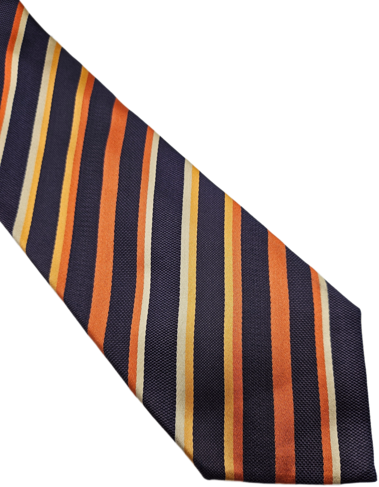 T.M. Lewin Silk Tie Mens Navy Blue Orange Diagonal Repp Stripe Vtg Neck Tie BX26