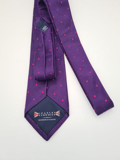 Charles Tyrwhitt Purple Spotted Silk Tie | Designer Mens Tie UK  BX14