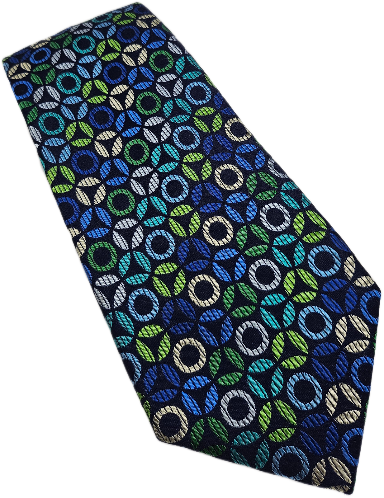 Charles Tyrwhitt Blue Green Geometric Circles Silk Tie