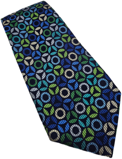 Charles Tyrwhitt Blue Green Geometric Circles Silk Tie