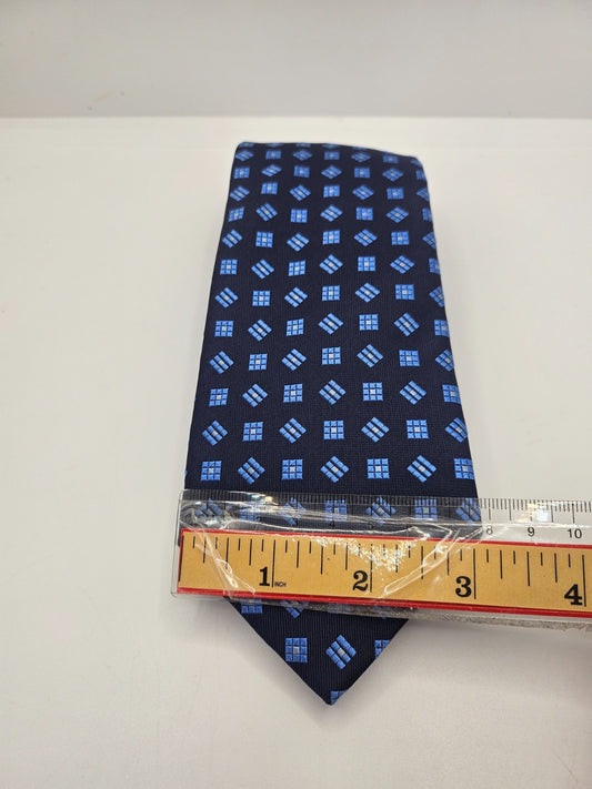 Eton Silk Tie Mens Blue Geometric Pattern Designer Vintage Retro Neck Tie BX10