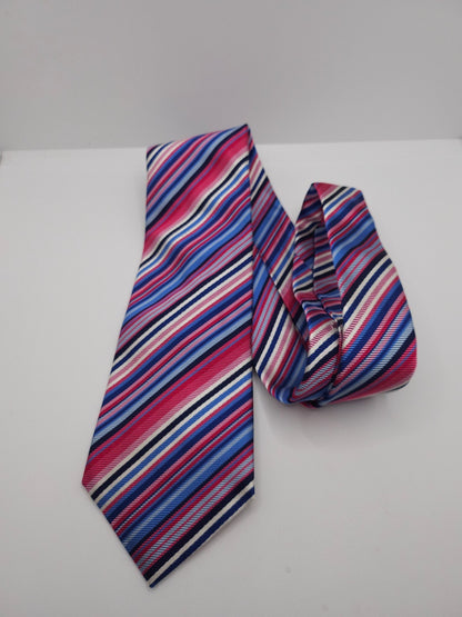 Charles Tyrwhitt Silk Tie Mens Multicoloured Striped Classic Y2k Necktie BX13
