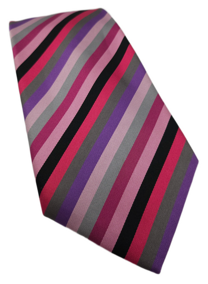 Charles Tyrwhitt Silk Tie Mens Multicoloured Diagonal Stripes Y2k Necktie BX13