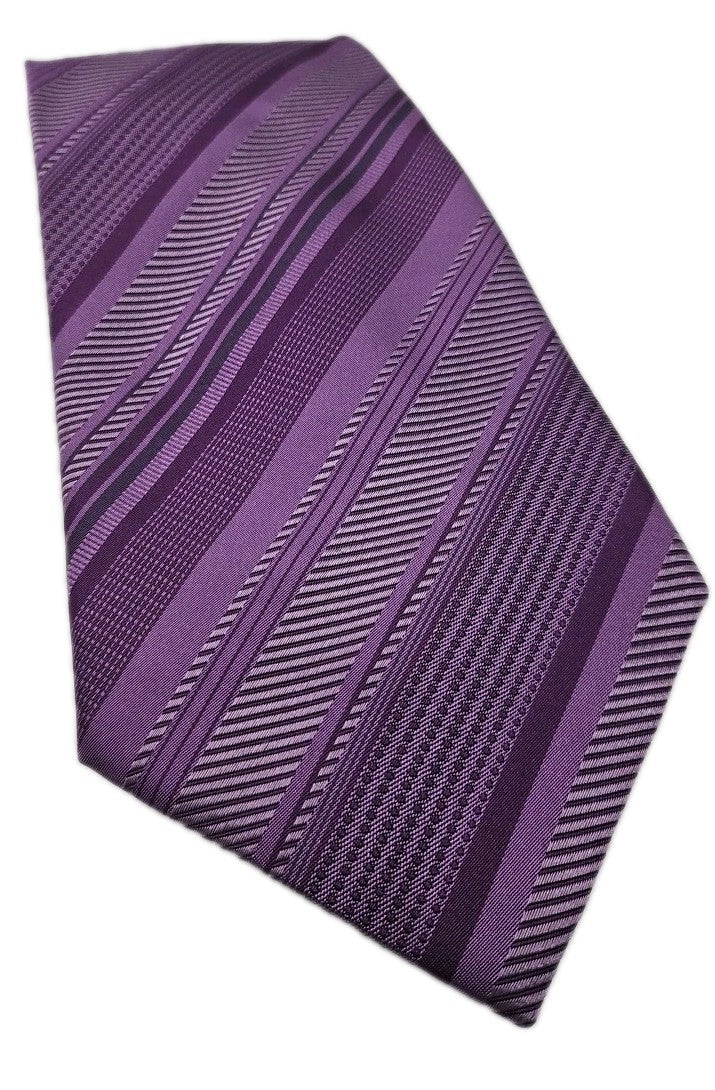 Hawes & Curtis Wide Purple Stripe Mens Silk Tie Wedding Formal Neck Tie BX13