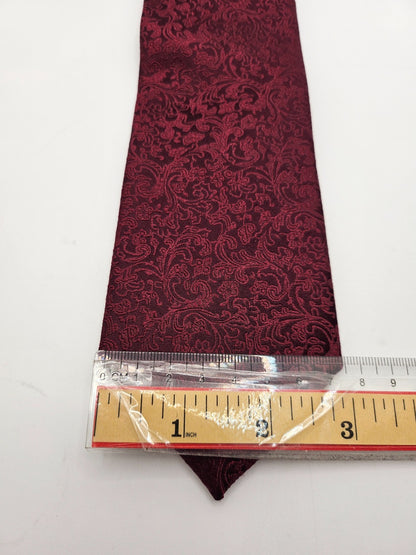 Moss 1851 Silk Tie Mens Burgundy Red Paisley Woven Jacquard Vintage Neck Tie BX1