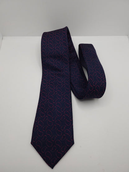 Charles Tyrwhitt Silk Tie Mens Navy Blue Red Droplet Paisley Y2k Neck Tie BX13